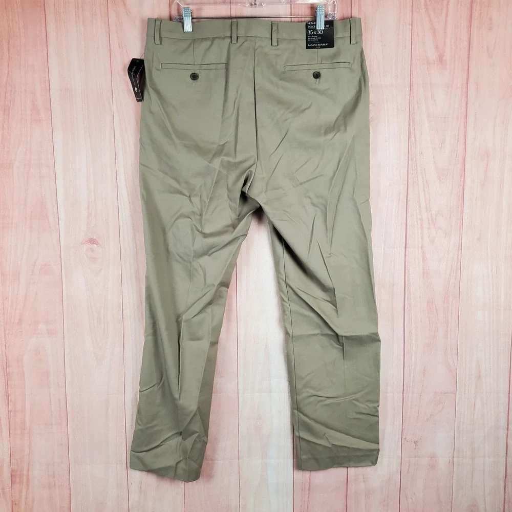 Banana Republic Dress Pants Mens Sz 35 35x30 Non-Iron Tailored Slim Fit Classic